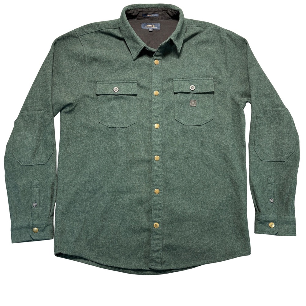Roark Artifacts of Adventure Mens Large Green Flannel Button Down Shirt Classic